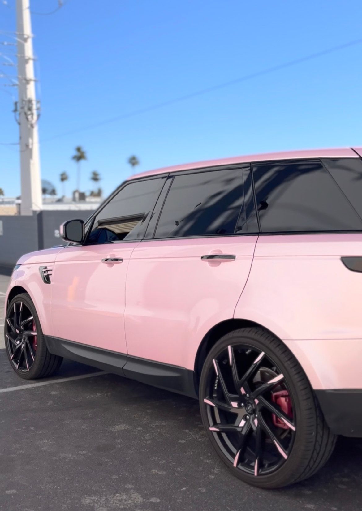 Gloss pink custom SUV vinyl wrap